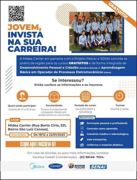 Unidade Midea Carrier em Canoas/RS, está com inscrições abertas